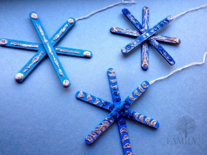 Sparkly Popsicle Stick Snowflake Christmas Ornament