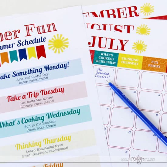 Summer Activities for Kids - Printable Summer Schedule to help keep track.